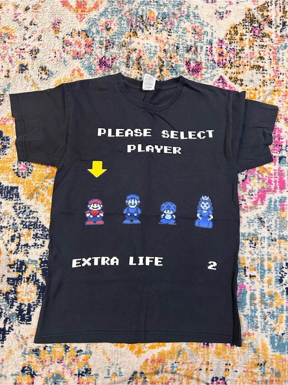Black Retro Gaming 'Please Select Player' Graphic Tee - Unbranded